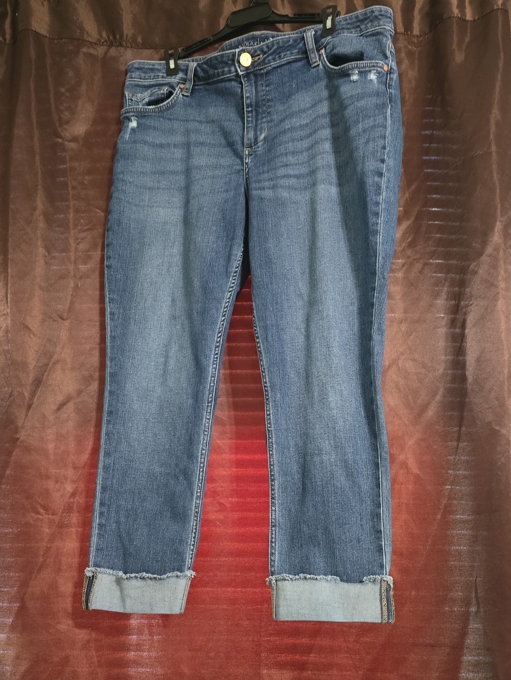 Riders by Lee Indigo Womens 18M Cuffed Boyfriend Jeans Medium Wash Stretch Denim